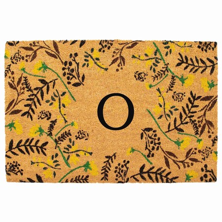 Monogram Door Mat, Black, Yellow, Green, Natural, 24 in W x 36 in L